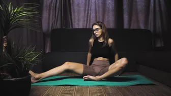 Girl doing stretching and yoga gymnastics in leggings #10