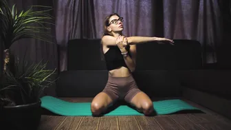 Girl doing stretching and yoga gymnastics in leggings #2