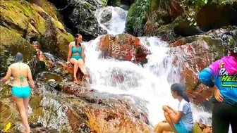 Outback Tribe In The Middle Of The Forest Blue Waterfall Under The Foot Of The Mountain