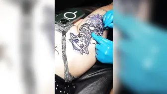 Big Cat Tattoo - Thigh Layout #3