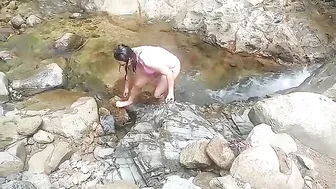 SWIMMING & RELAXING Mandi di Air terjun Dan Sungai Jernih Suasana Pagi hari di Tengah Hutan #9