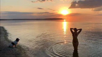 July 2023. Swimming in Svetlovodsk at sunset #1