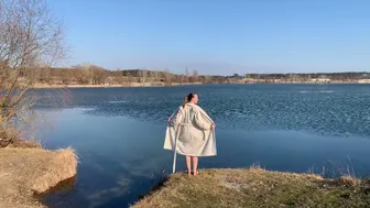 March. Swimming in ice water. Swans In Flight. Закаливание, моржевание