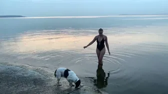 July 2023. Svetlovodsk. Evening swimming