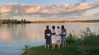 July 2023, swimming with sisters