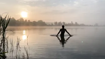 01.06.2022, +14, 5:30, morning swimming in cold water, закаливание #9