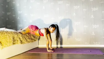 Full body stretch using the bed #4