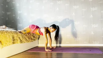 Full body stretch using the bed #5