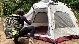 SOLO CAMPING - Brazilian GIRL COLLECTING forest MUSHROOMS and cooking - ASMR #2