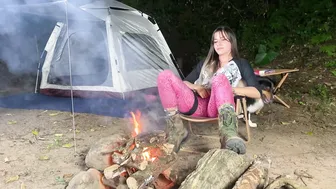 ASMR SOLO OVERNIGHT - Brazilian GIRL CAMPING OUTDOORS (cooking and bonfire) #9