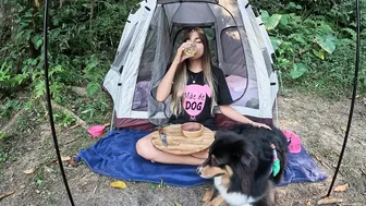 ASMR CAMPING - Brazilian GIRL COOKING delicious chicken in NATURE #3