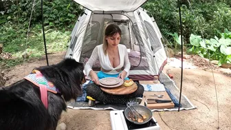 ASMR CAMPING GIRL - COOKING in NATURE with MY DOG #9