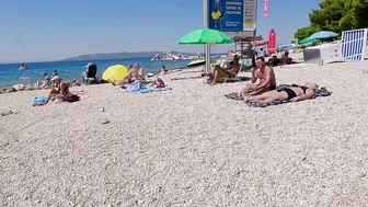 Beach Walk CROATIA, MAKARSKA a Coastal City near the Mountains, 4K Walking with Bikini Beach Walk #10