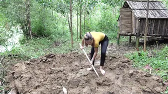 Girl Build & Create a simple survival shelter, Build a swimming pool - Enjoy the freedom #3