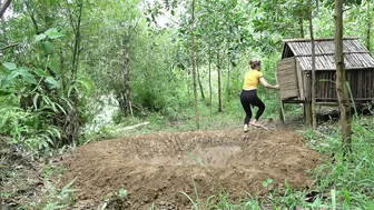 Girl Build & Create a simple survival shelter, Build a swimming pool - Enjoy the freedom #5