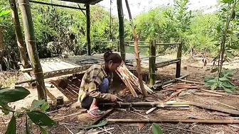 Solo Bushcraft | Build a complete bamboo hut in the uninhabited forest | Living off the grid Ep11 #6