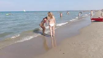 ITALY♥️♥️4K 60FPS Beach Walk, RIMINI Town on the Adriatic Sea, Walking with Bikini Beach Walk #7