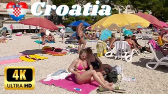 Croatia Beach Walk 4K, Baska Voda near Makarska Walking Tour with Bikini Beach Walk