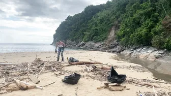 ASMR GIRL COLLECTING WOOD and CLEANING THE BEACH #10