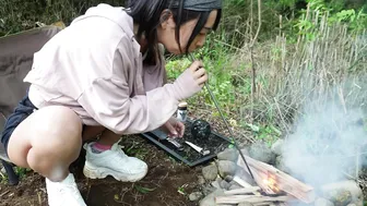 【女ひとり】ワイルドに！焚き火で焼き鳥キャンプ【夜勤明け】 #5