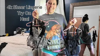 4k SHEER Lingerie Try On Haul | With a Mirror View | on a NATURAL Mom body