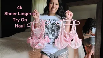 4k SHEER Lingerie Try On Haul | With a Mirror View | On a NATURAL Mom Body