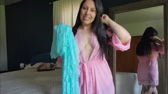 TRANSPARENT Lacey Robe TRY-ON and Review on a Natural Mom Body!