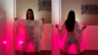 WHITE TRANSPARENT ROBE SEDUCING 2