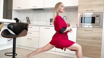 Leg stretching and workout in the kitchen 3 #3