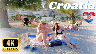 CROATIA 4K Beach Walk at Sunset????Croatian Bikini - Beach Fashion | Split Coast Walking 4K60