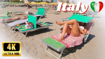 BEACH BIKINI 4K | Italy, Riccione near Rimini, Italian Paradise with Bikini Beach Walk 4K60