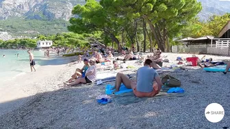 CROATIA Beach Walk, MAKARSKA - Town on the Hot Riviera 4K Walk on City Beach with Bikini Beach Walk #4