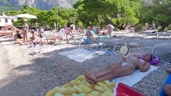 CROATIA Beach Walk, MAKARSKA - Town on the Hot Riviera 4K Walk on City Beach with Bikini Beach Walk #7