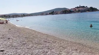 CROATIA Beach Walk, PRIMOSTEN Town on Peninsula between Trogir and Zadar 4K Beach Walking Tour #8