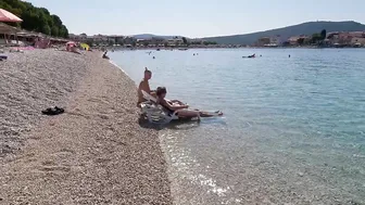 CROATIA Beach Walk, PRIMOSTEN Town on Peninsula between Trogir and Zadar 4K Beach Walking Tour #9