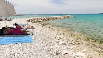 Croatia Beach Walk 4K Novalja near Zrce Party Beach on Pag Island Walking Tour with Bikini Beach #8