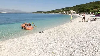 Croatia 4K Beach Walk Slatine on the island of Ciovo near Trogir Walking Tour with Bikini Beach Walk #7