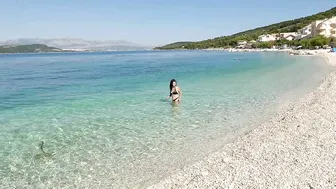 Croatia 4K Beach Walk Slatine on the island of Ciovo near Trogir Walking Tour with Bikini Beach Walk #9