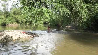 Solo bushcraft & Camping on the riverside mudflats, Cooking, Bathing, enjoying a free life #10