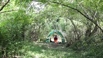 Solo bushcraft & Camping on the riverside mudflats, Cooking, Bathing, enjoying a free life #6