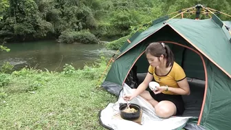 Solo Camping - Cooking, Bathing in the stream | Enjoy the beautiful nature - Free life #8