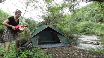 Bushcraft & Solo Camping - Solo Survival Camping In Rain Forest / Cooking , Bathing in Stream #3