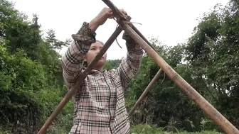 Bushcraft trip - shelter building, cooking meat and bathing in the streams, Enjoy a free life #6