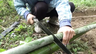 Solo bushcraft & Camping | Build a complete and warm survival shelter | A hut made of bamboo Ep05 #2