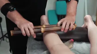 BANGING BAMBOO STICKS ON LISA'S LEG - DEEP TISSUE LEG AND FOOT MASSAGE #10