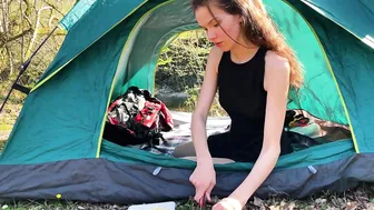 SOLO ASMR CAMPING ♥️♥️ LONELY YOUNG GIRL♥️♥️ WATERFALL AND HEALING SOUNDS OF NATURE⛰ #9