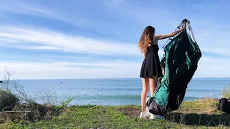 SOLO ♥️♥️ GIRL ♥️♥️ ASMR OVERNIGHT CAMPING • SETTING UP CAMP AT THE SEA. №2 #2