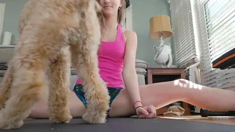 Stretching with my puppy and stealing her toys #10