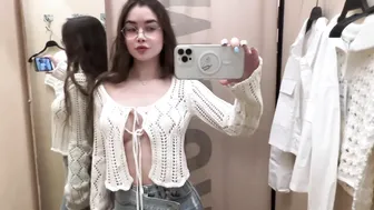 [4K] Try On Haul At The Mall with Laurel | See-Through Clothes #10