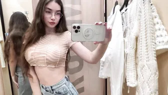 [4K] Try On Haul At The Mall with Laurel | See-Through Clothes #4